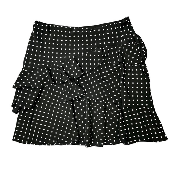 NWT Ralph Lauren polka dot ruffle skirt black white chiffon 10P - Picture 1 of 6